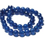 10pc - Perles de Pierre - Jade Boules Facettées 8mm Bleu Roi  4558550007995 