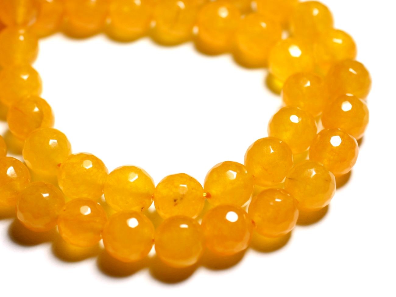 20pc - Perles de Pierre - Jade Jaune Moutarde Boules Facettées 6mm   4558550008732 