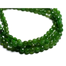 20pc - Stone Beads - Jade Faceted Balls 6mm Olive Green 4558550017765 
