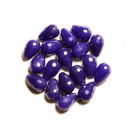 2pc - Perline di pietra - Gocce sfaccettate di giada blu indaco 14x10mm 4558550008855