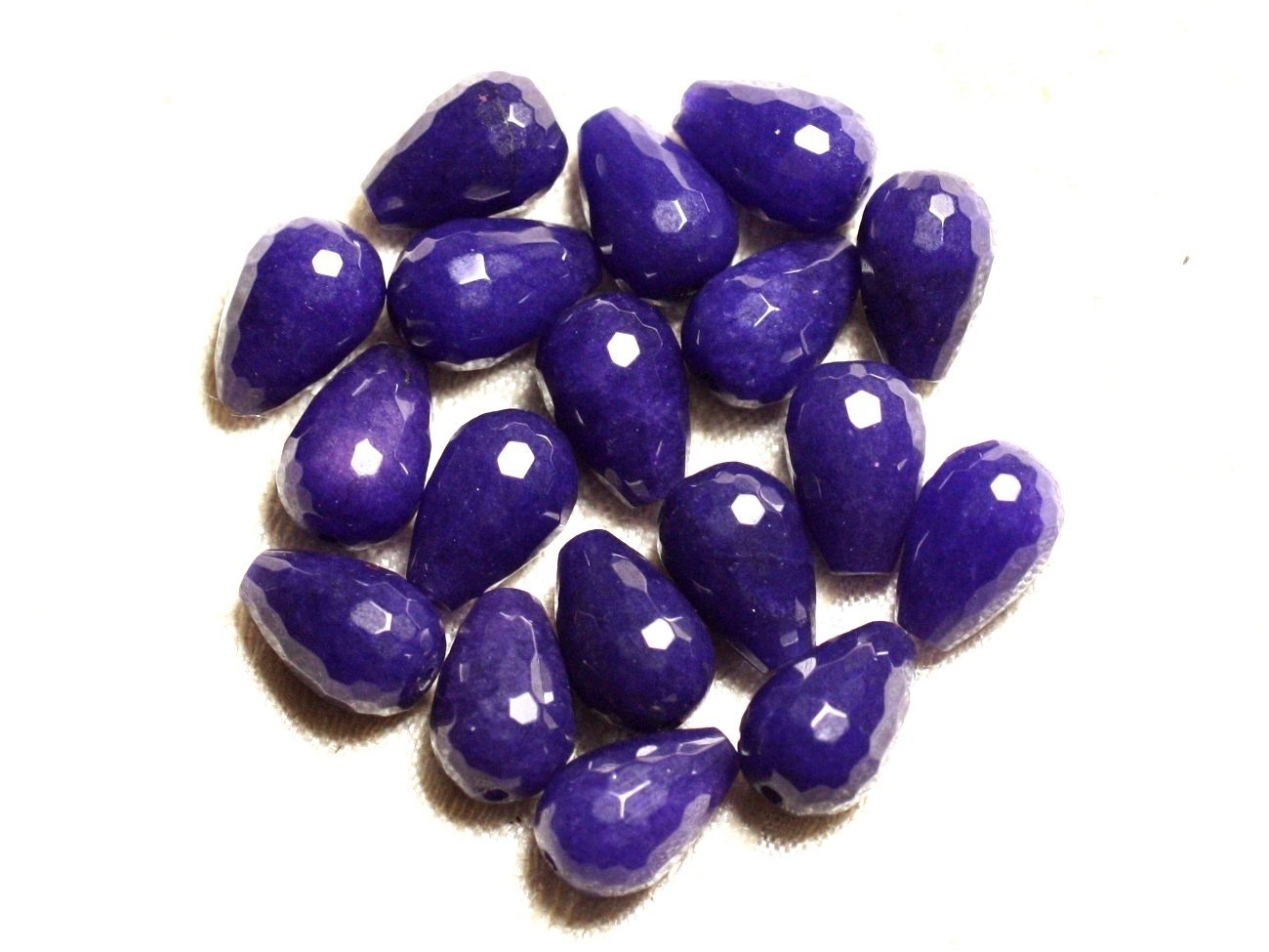 2pc - Perles de Pierre - Jade Bleu Indigo Gouttes Facettées 14x10mm   4558550008855