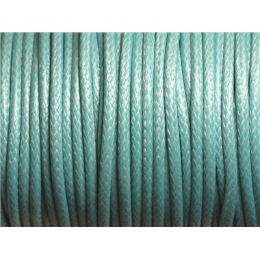 3 mètres - Cordon Coton Ciré 3mm Bleu Turquoise   4558550008862