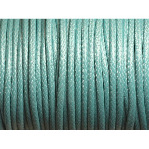 3 mètres - Cordon Coton Ciré 3mm Bleu Turquoise   4558550008862