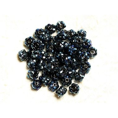 10pc - Perles Shamballas Résine 8x5mm Noir Bleu et Multicolore   4558550008893