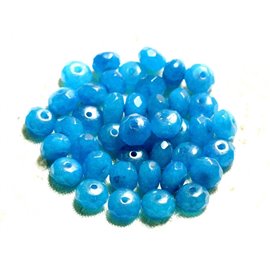 10pc - Stone Beads - Jade Blue Turquoise Azure Faceted Rondelles 8x5mm 4558550008985