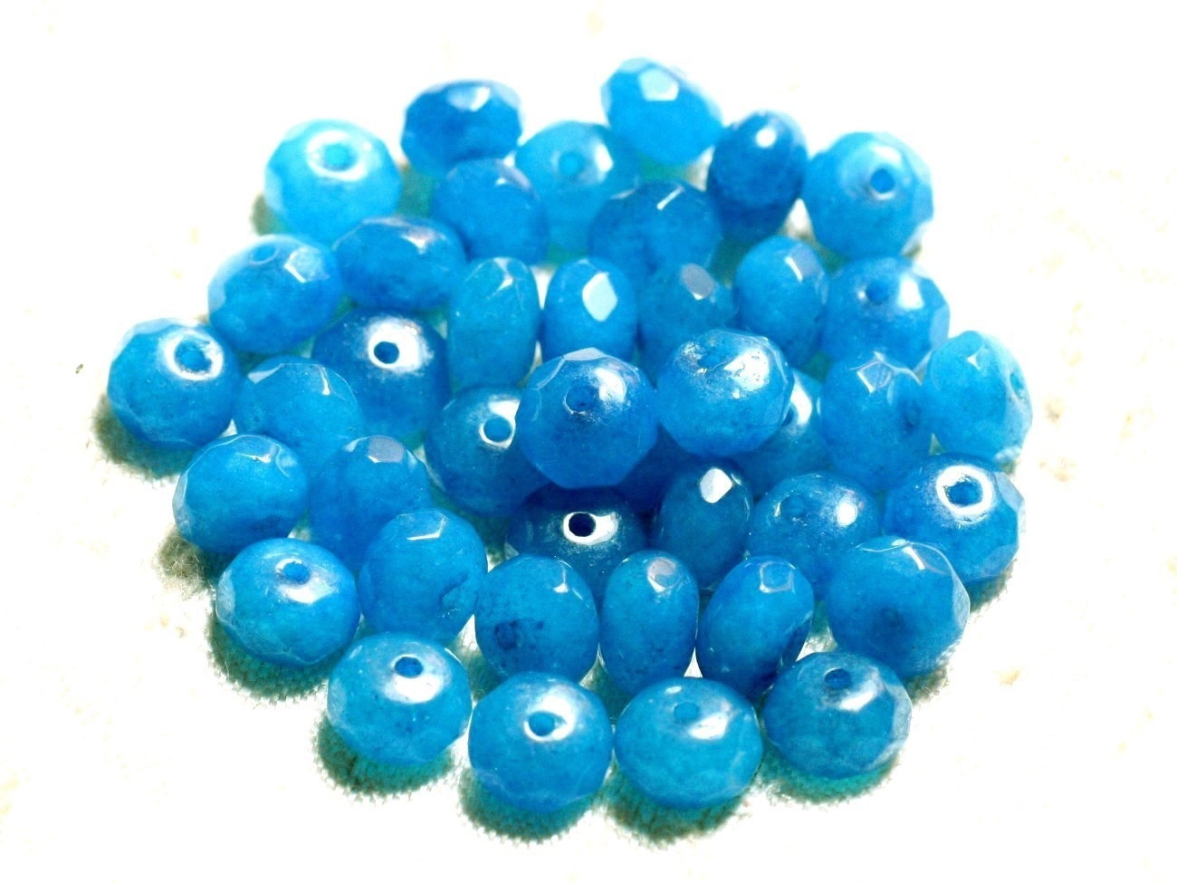 10pc - Perles de Pierre - Jade Bleu Turquoise Azur  Rondelles Facettées 8x5mm   4558550008985