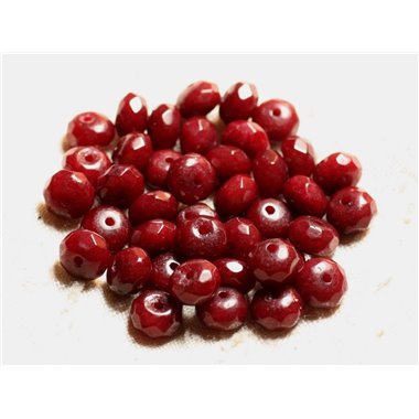 10pc - Perles de Pierre - Jade Rouge Bordeaux Rondelles Facettées 8x5mm   4558550009005