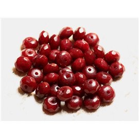 10pc - Perline di pietra - Rondelle sfaccettate in giada rossa bordeaux 8x5mm 4558550009005