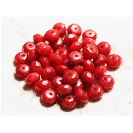 10pc - Stone Beads - Opaque Red Jade Faceted Rondelles 8x5mm 4558550009012