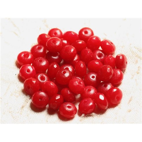 10pc - Perles Pierre - Jade Rondelles Facettées 8x5mm Rouge Cerise Vif - 4558550009029