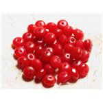10pc - Perles Pierre - Jade Rondelles Facettées 8x5mm Rouge Cerise Vif - 4558550009029