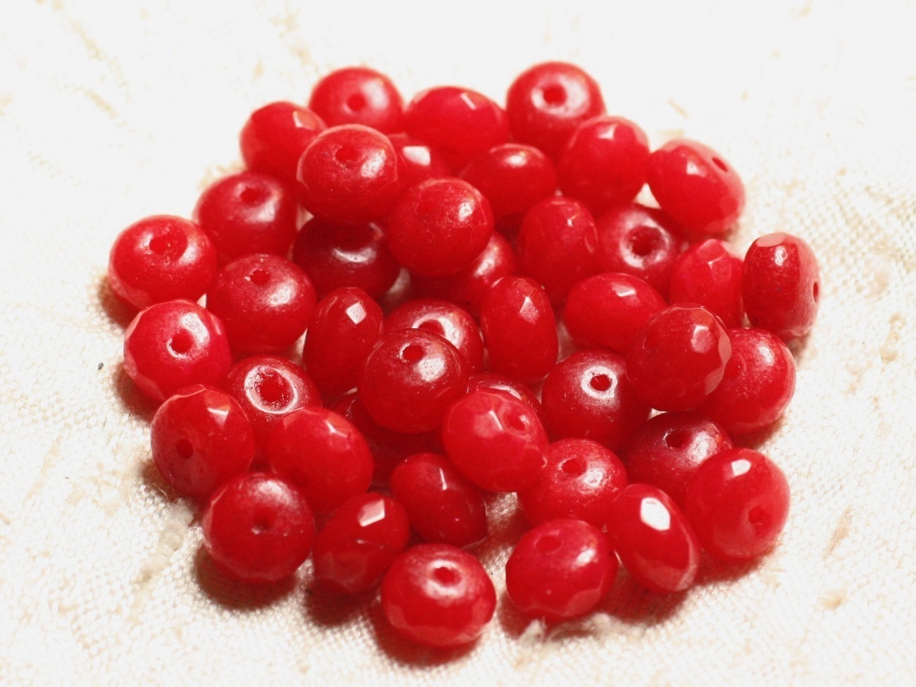 10pc - Perles Pierre - Jade Rondelles Facettées 8x5mm Rouge Cerise Vif - 4558550009029