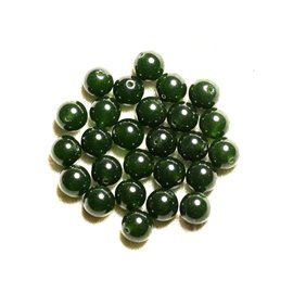 10pc - Cuentas de piedra - Bolas de jade 10 mm Verde oliva oscuro 4558550008800 