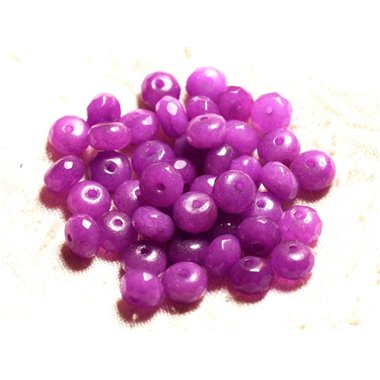10pc - Perles de Pierre - Jade Violet Rose Fuchsia Rondelles Facettées 8x5mm   4558550009050