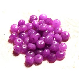10pc - Stone Beads - Jade Violet Pink Fuchsia Faceted Rondelles 8x5mm 4558550009050