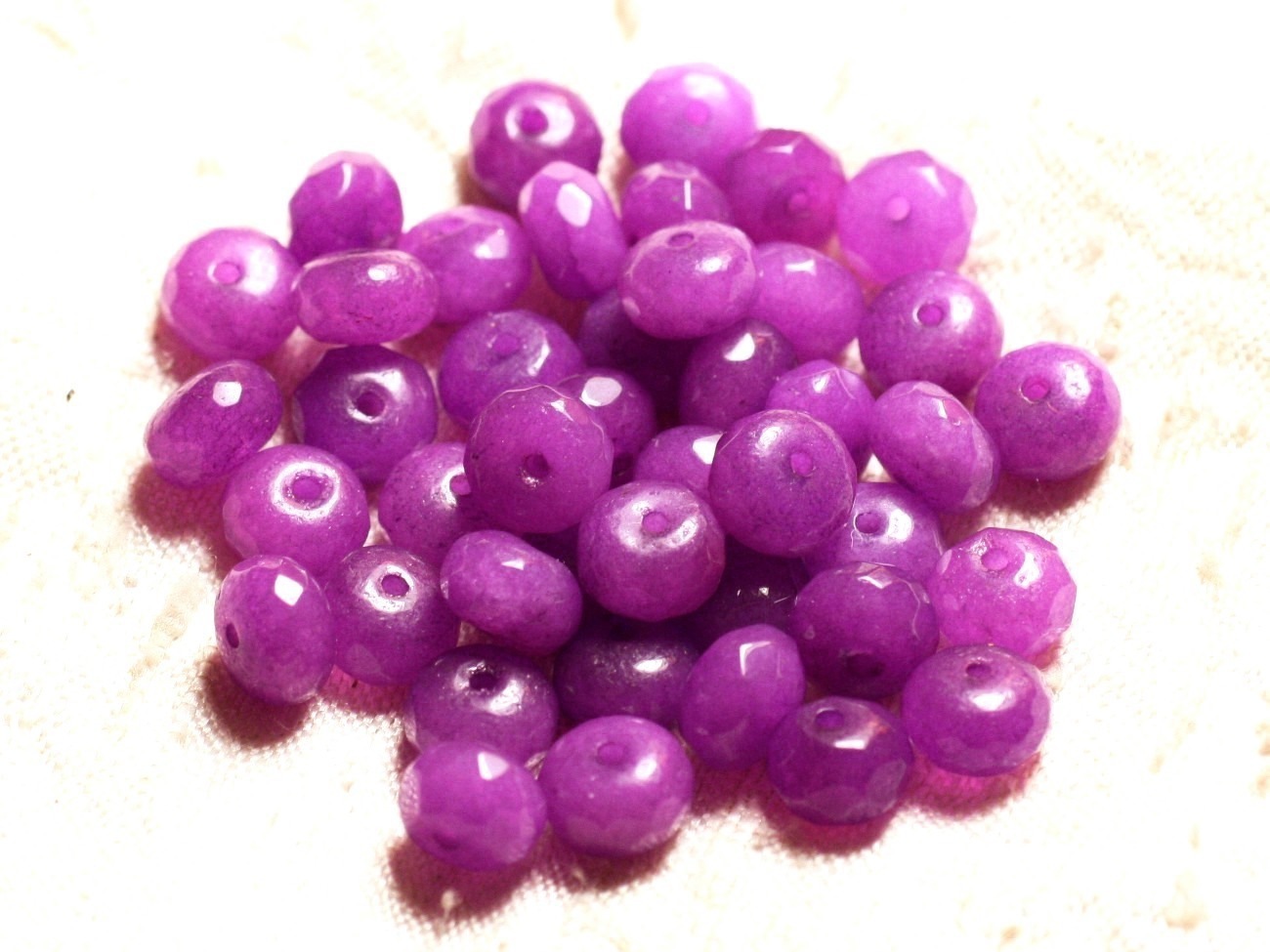 10pc - Perles Pierre - Jade Rondelles Facettées 8x5mm Violet Rose Mauve Fuchsia - 4558550009050