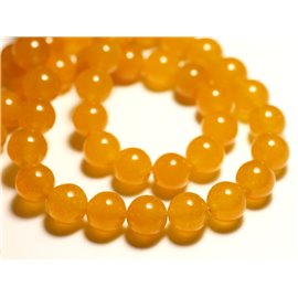 10pc - Stone Beads - Jade Balls 10mm Yellow Orange Saffron - 4558550009081 
