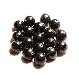 8pc - Stone Beads - Jade Balls 12mm Black 4558550009104