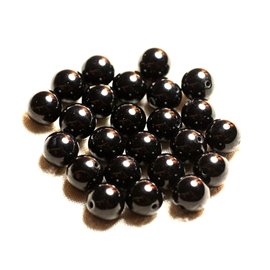 10pc - Perles de Pierre - Jade Noire Boules 10mm   4558550009111