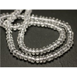 10pc - Stone Beads - Rock Crystal Quartz Faceted Rondelles 5x3mm 4558550009180