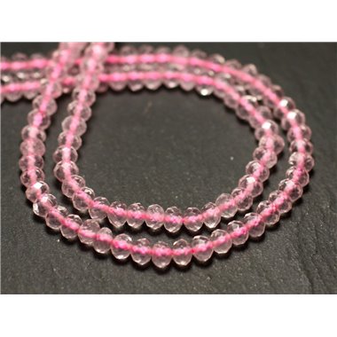 10pc - Perles de Pierre - Quartz Rose Rondelles Facettées 4x3mm   4558550009197