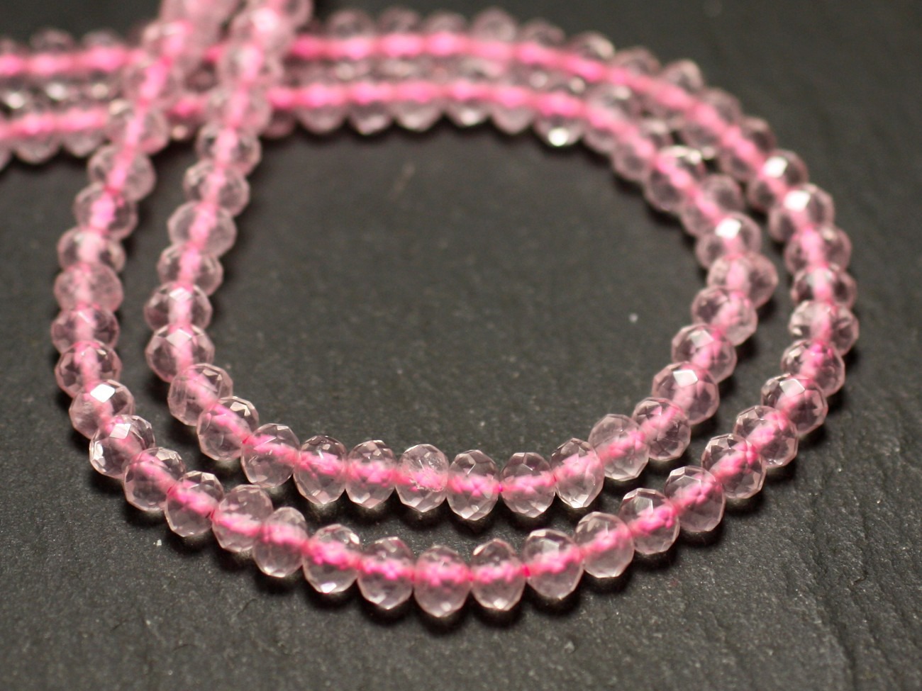 10pc - Perles de Pierre - Quartz Rose Rondelles Facettées 4x3mm   4558550009197