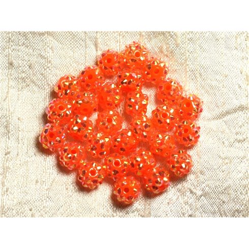 10pc - Perles Shamballas Résine 10x8mm Orange   4558550009258