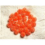 10pc - Perles Shamballas Résine 10x8mm Orange   4558550009258