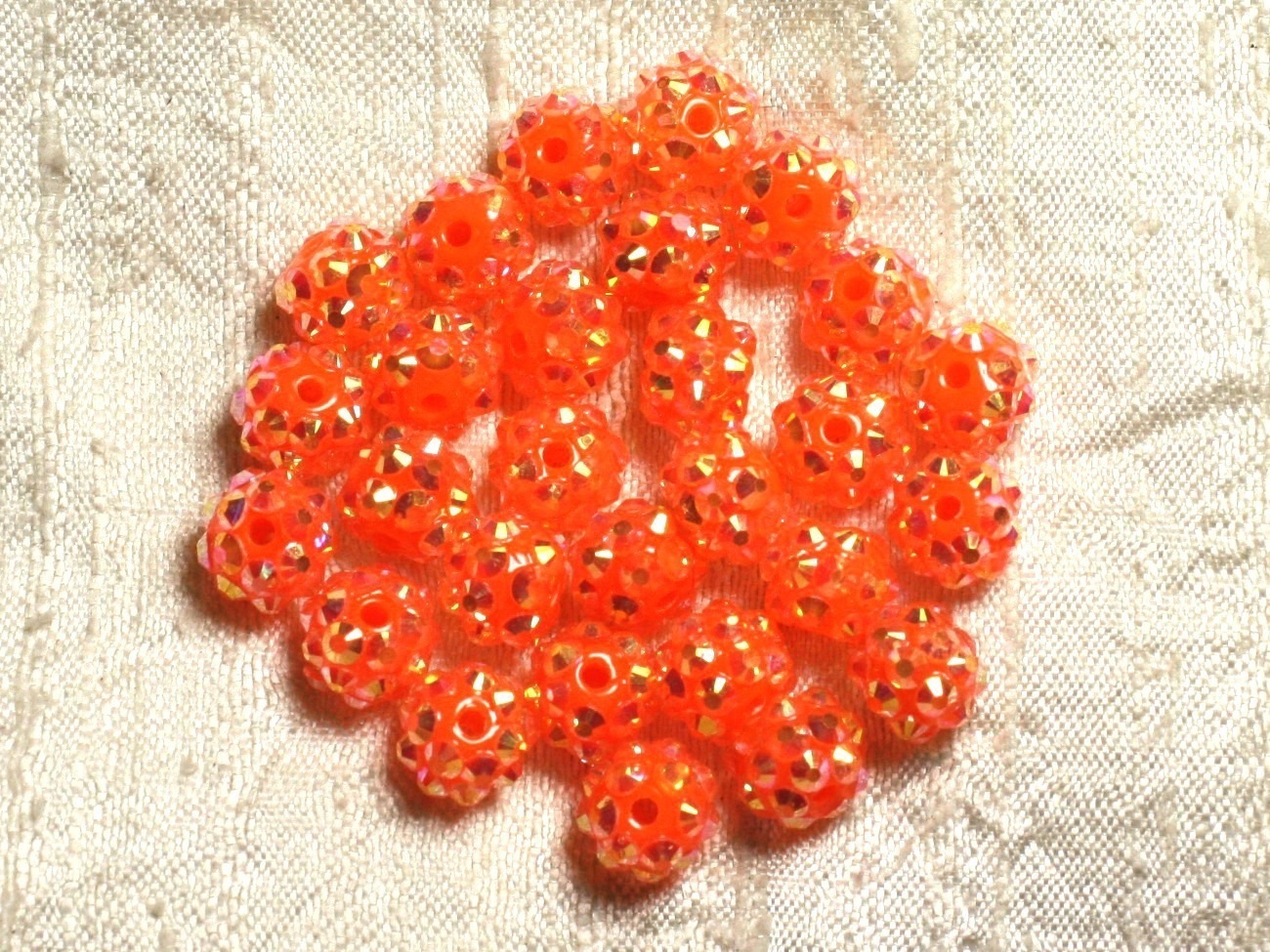 10pc - Perles Shamballas Résine 10x8mm Orange   4558550009258