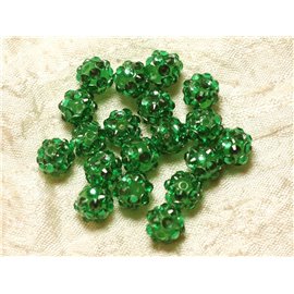 10pc - Cuentas Shamballas Resina 10x8mm Verde 4558550030115