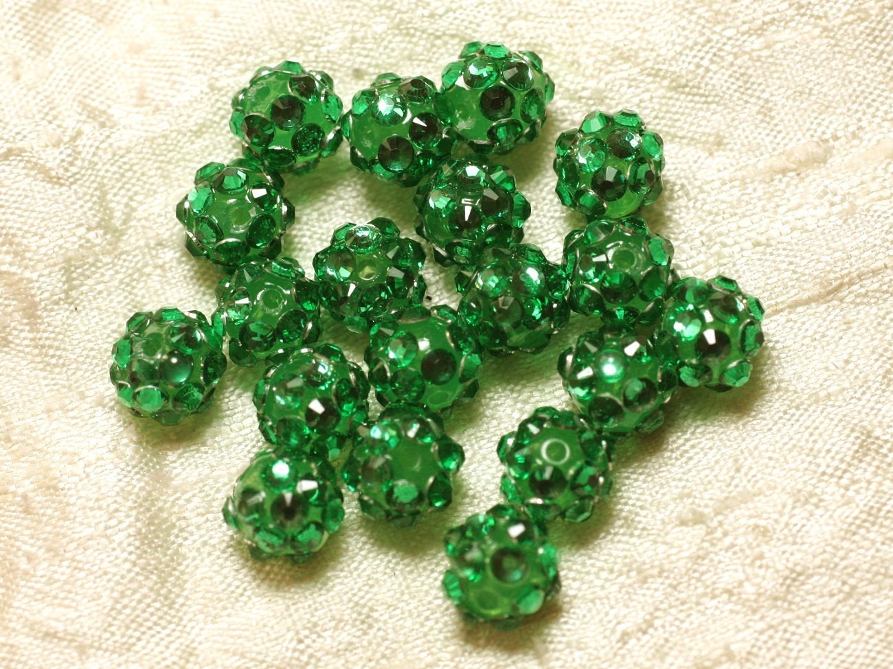 10pc - Perles Shamballas Résine 10x8mm Vert   4558550030115