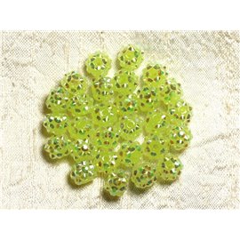 10pc - Cuentas Shamballas Resina 10x8mm Amarillo Verde 4558550009272