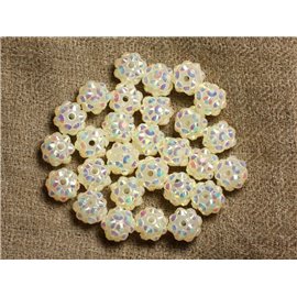 10pc - Shamballas Beads Resin 10x8mm Blanco Crema Transparente y Multicolor 4558550009296