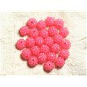 5pc - Perles Shamballas Résine 12x10mm Rose et Transparent   4558550009333