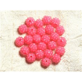 5pc - Shamballas Beads Resin 12x10mm Pink and Transparent 4558550009333