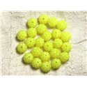 5pc - Perles Shamballas Résine 12x10mm Jaune et Transparent   4558550009340