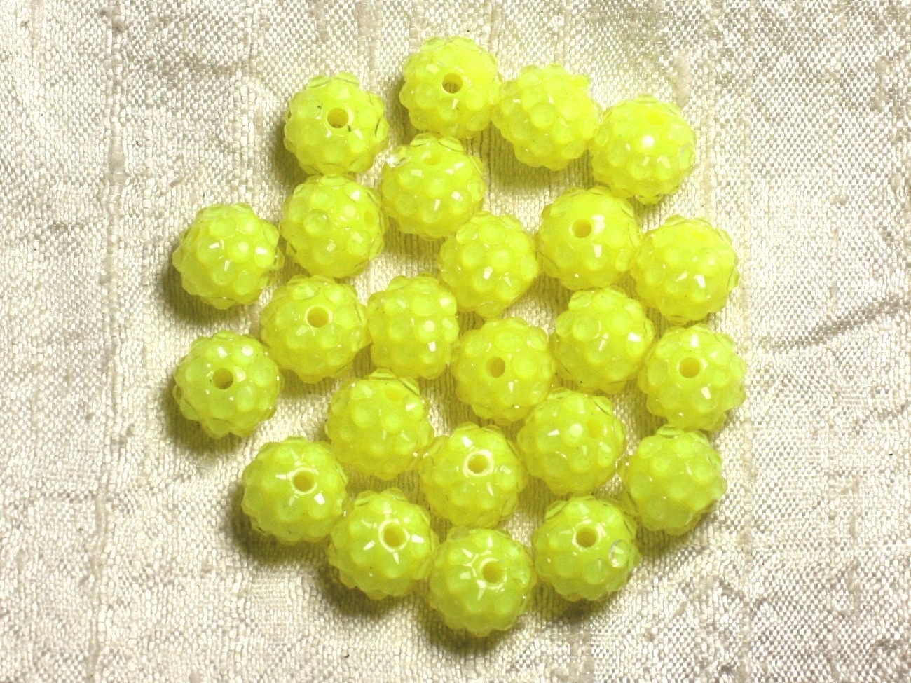 5pc - Perles Shamballas Résine 12x10mm Jaune et Transparent   4558550009340