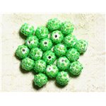 5pc - Perles Shamballas Résine 12x10mm Vert Pomme  4558550009371 