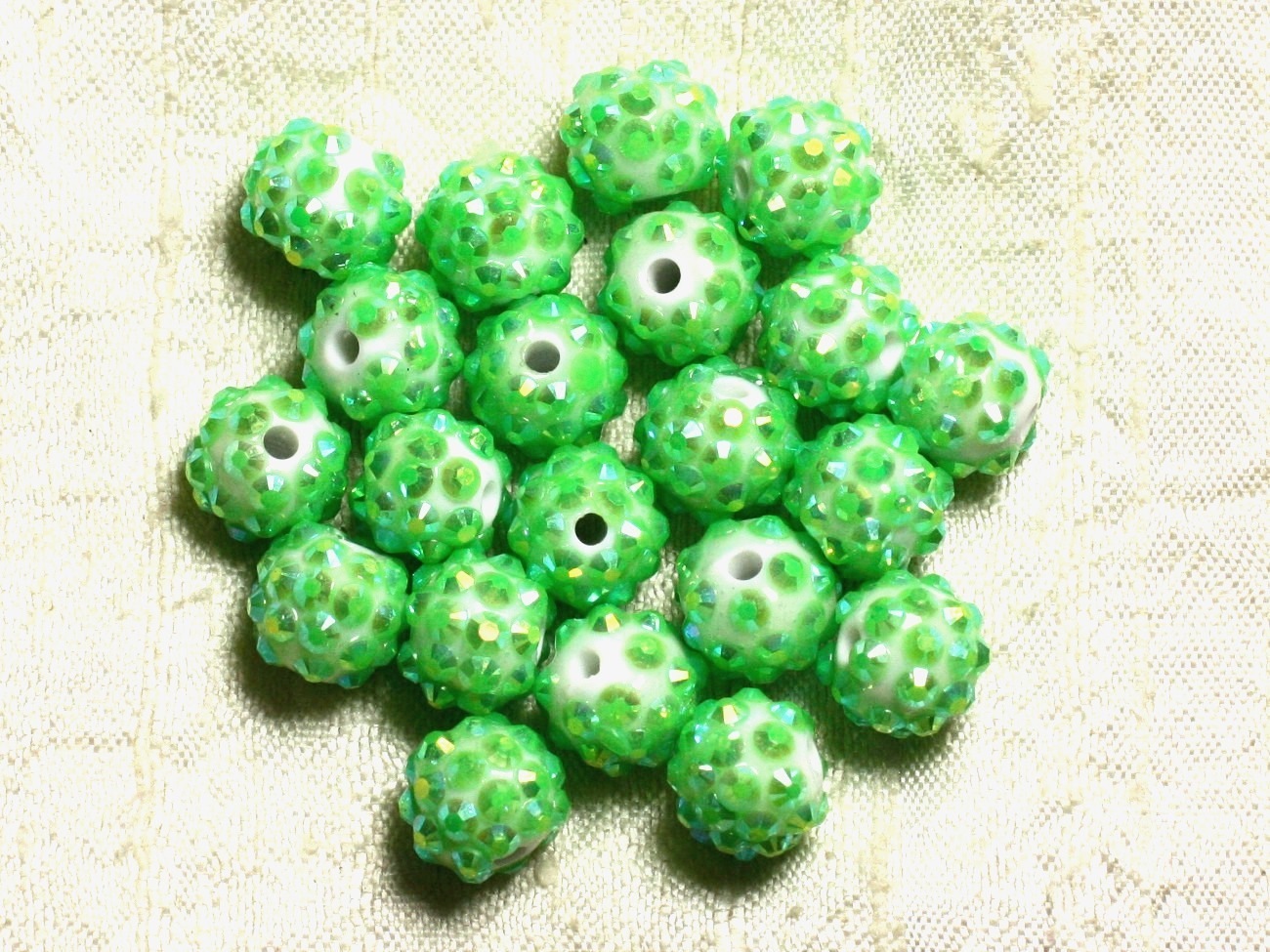 5pc - Perles Shamballas Résine 12x10mm Vert Pomme  4558550009371 