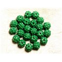 5pc - Perles Shamballas Résine 12x10mm Vert opaque  4558550009364 