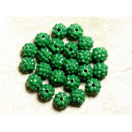 5pc - Cuentas Shamballas Resina 12x10mm Verde Opaco 4558550009364 