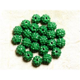 5pc - Perline Shamballas resina 12x10mm verde opaco 4558550009364 