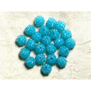 5pc - Perles Shamballas Résine 12x10mm Bleu Turquoise   4558550009401