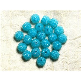 5pc - Perles Shamballas Résine 12x10mm Bleu Turquoise   4558550009401