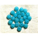 5pc - Perles Shamballas Résine 12x10mm Bleu Turquoise   4558550009401