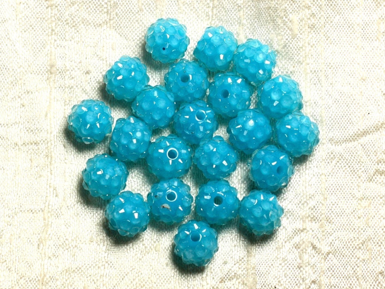 5pc - Perles Shamballas Résine 12x10mm Bleu Turquoise   4558550009401