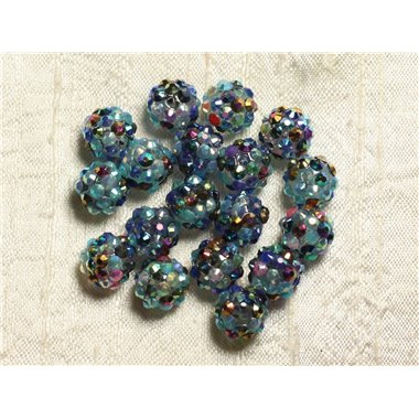 8pc - Perles Shamballas Résine 12x10mm Multicolore   4558550009418 