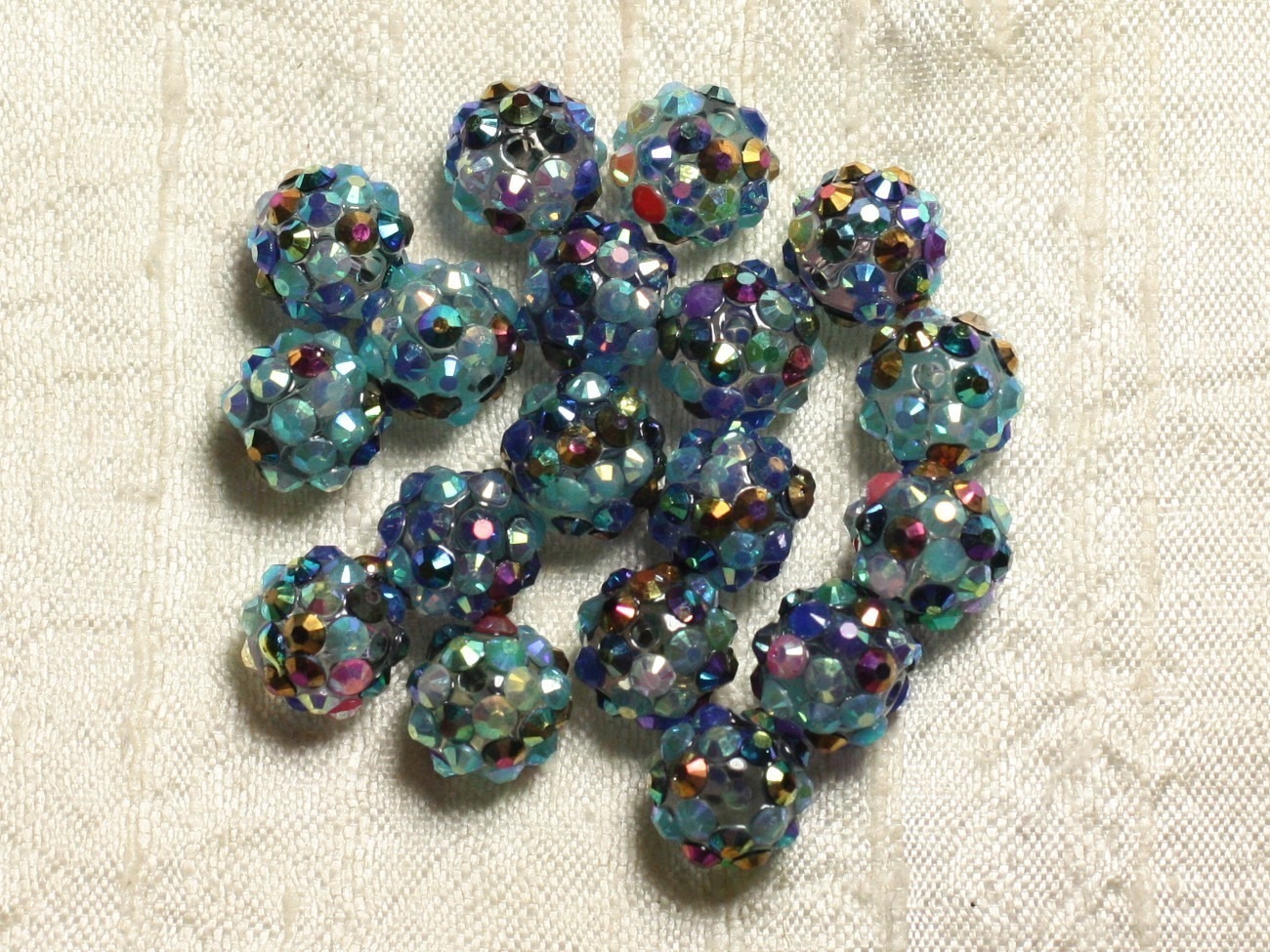 8pc - Perles Shamballas Résine 12x10mm Multicolore   4558550009418 