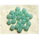 5pc - Perles Shamballas Résine 12x10mm Vert clair turquoise   4558550019936 
