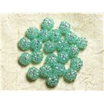 5pc - Perles Shamballas Résine 12x10mm Vert clair turquoise   4558550019936 